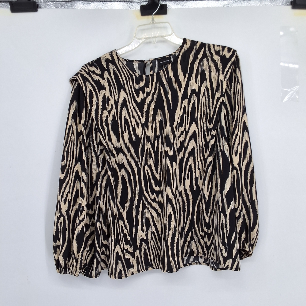 Who What Wear Xxl Black and Cream Patterned Blouse